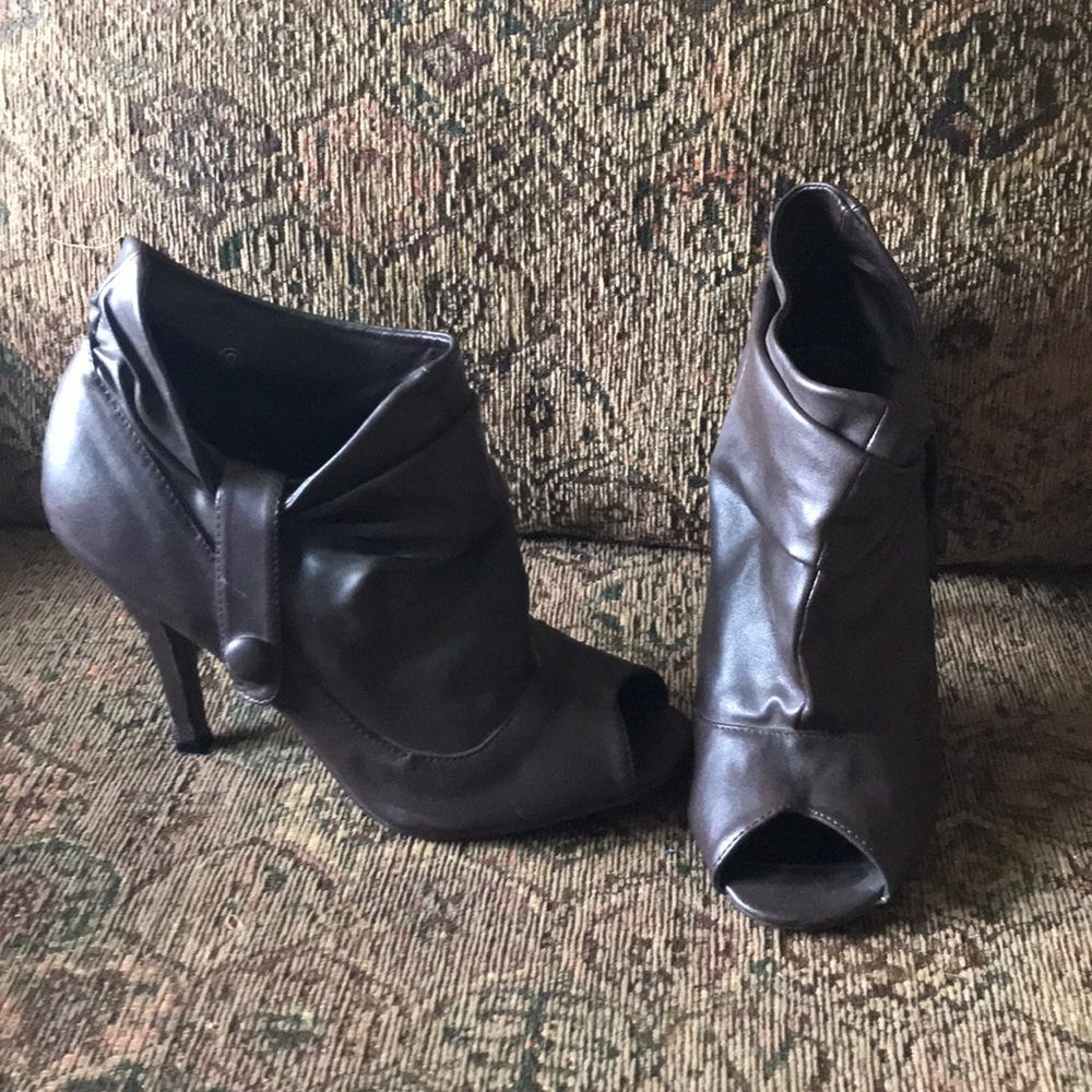 BROWN PEEP TOE PUMPS BOOTIES COMFY SIZE 8/9